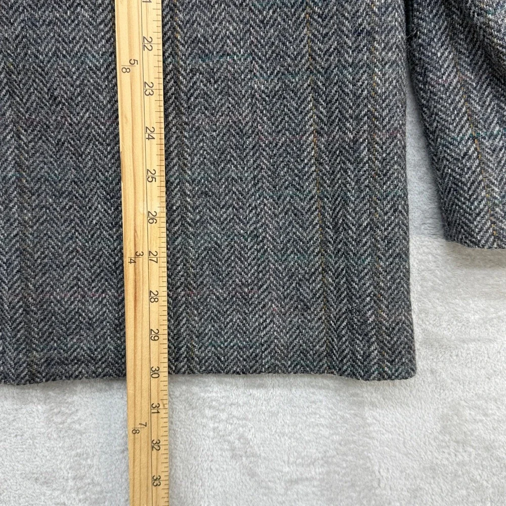 Vintage Levi's Sport Coat Mens 42R Grey Herringbone Tweed Wool Blazer Plaid